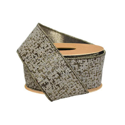 2 1/2" Double-Fused Wired Jacquard Ribbon | Ivory/Gold Metallic | 10 Yard Roll LaRibbons and Crafts