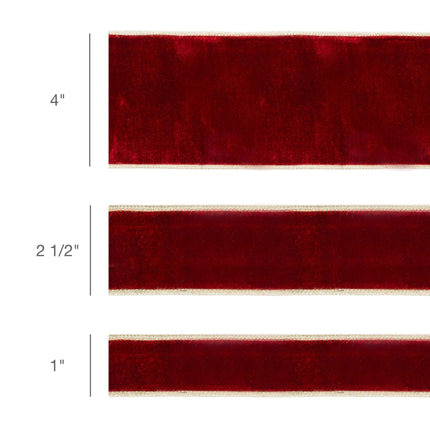 4" Wired Premium Velvet Ribbon | Red w/ Gold Metallic Backing | 10 Yard Roll LaRibbons and Crafts