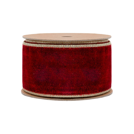 2 1/2" Wired Premium Velvet Ribbon | Red w/ Gold Metallic Backing | 10 Yard Roll LaRibbons and Crafts
