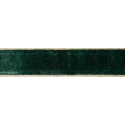 2 1/2" Wired Premium Velvet Ribbon | Dark Green w/ Gold Metallic Backing | 10 Yard Roll LaRibbons and Crafts