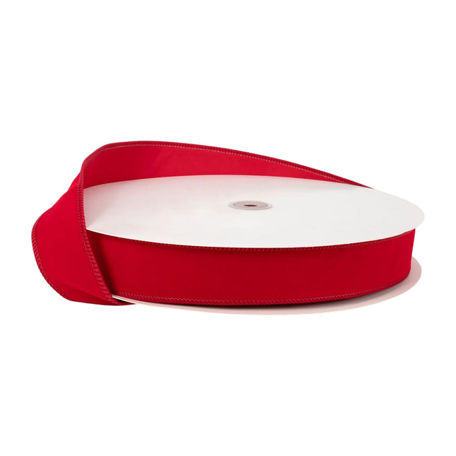 1 1/2 inch Christmas red velvet ribbon, soft plush texture, wired edge for holiday bows and wreaths