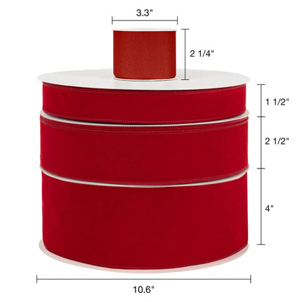 2 1/2" Value Velvet Ribbon | Christmas Red | 50 Yard Roll