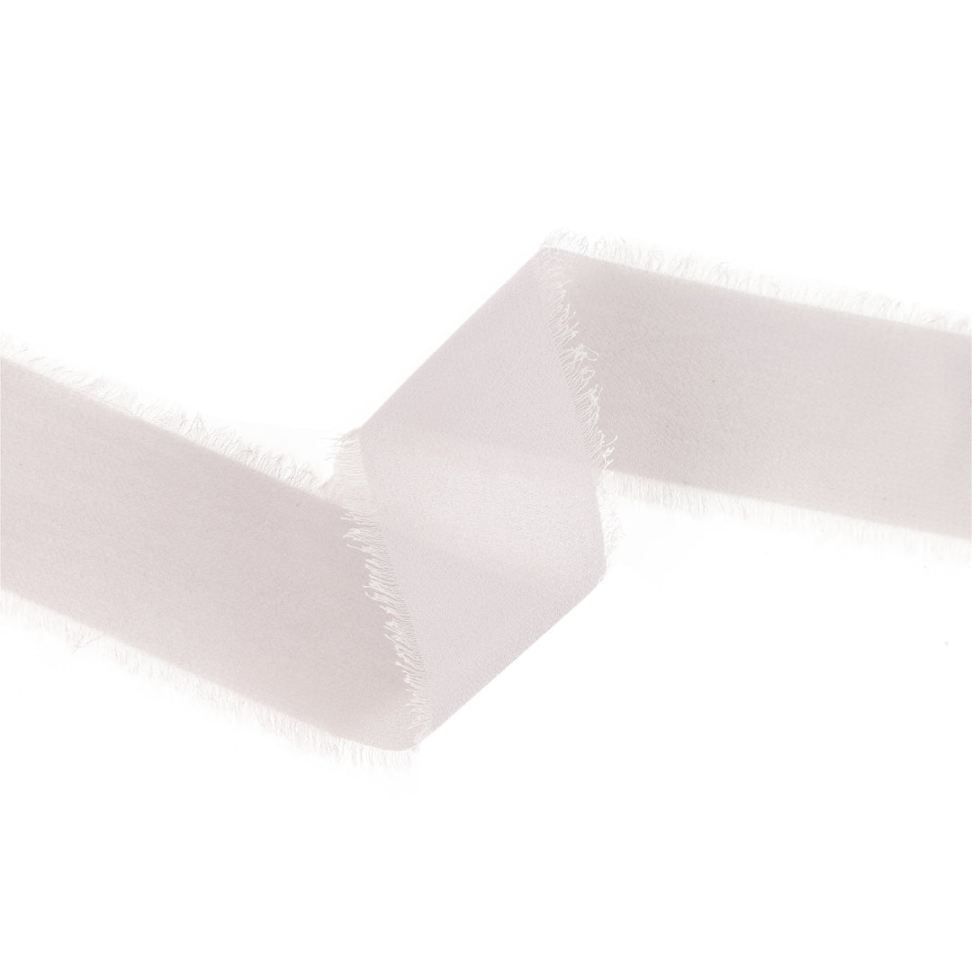 1 1/2" Frayed Edge Chiffon Ribbon | Silver | 10 Yard Roll