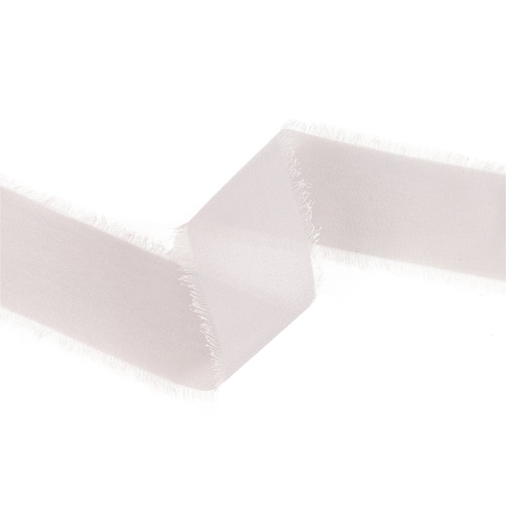 1 1/2" Frayed Edge Chiffon Ribbon | Silver | 10 Yard Roll