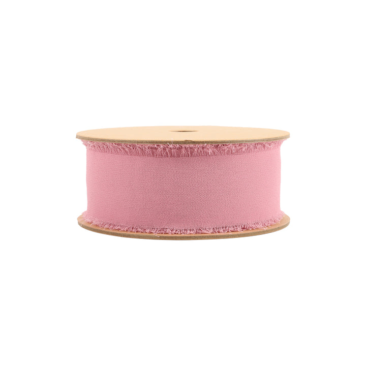 1 1/2" Frayed Edge Chiffon Ribbon | Rose | 10 Yard Roll