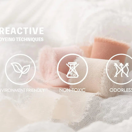 Eco-friendly frayed chiffon ribbons, non-toxic and odorless, dyed with reactive techniques.
