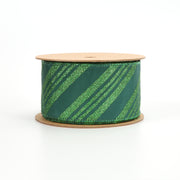 2 1/2" Wired Ribbon | Emerald Glitter Candy Stripe | 10 Yard Roll