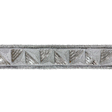 2 1/2" Wired Ribbon | Silver Sequin Trim w/ Dupioni Backing | 5 Yard Roll LaRibbons and Crafts