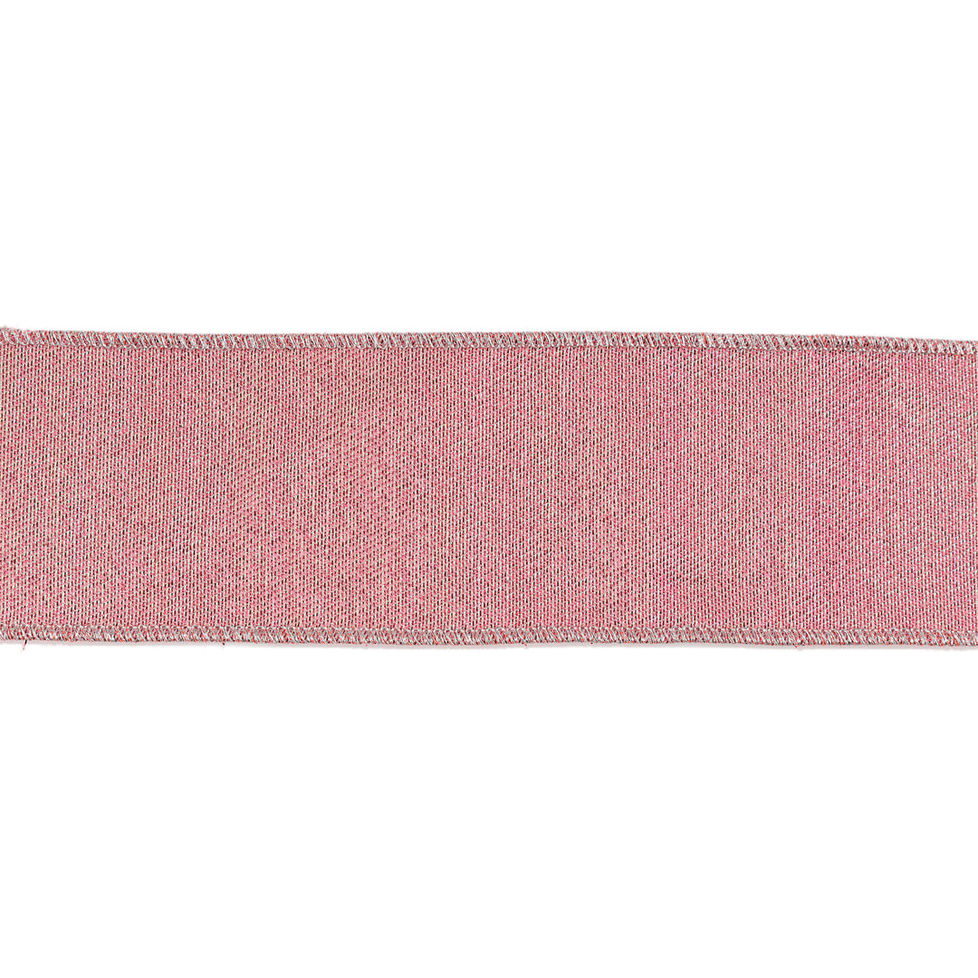 2 1/2" Wired Iridescent Ribbon | Pink Metallic Double-Fused Taffeta Backing | 10 Yard Roll