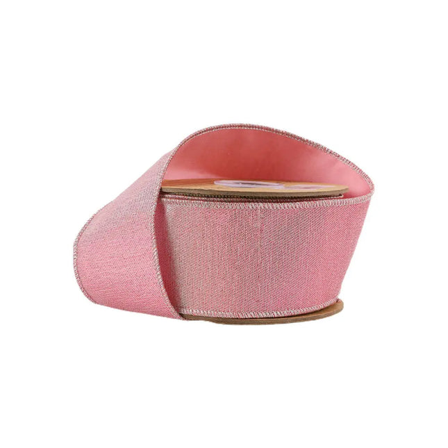 2 1/2" Wired Iridescent Ribbon | Pink Metallic Double-Fused Taffeta Backing | 10 Yard Roll LaRibbons and Crafts