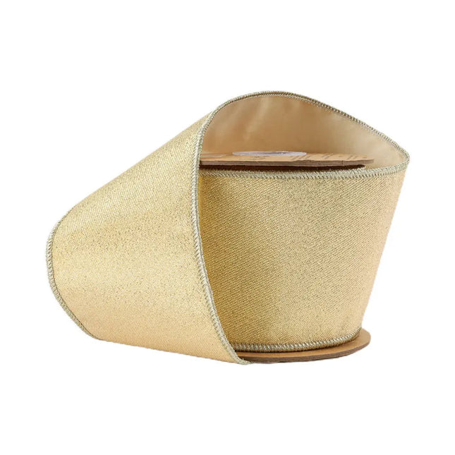 4" Wired Iridescent Ribbon | Gold Metallic Double-Fused Taffeta Backing | 10 Yard Roll LaRibbons and Crafts