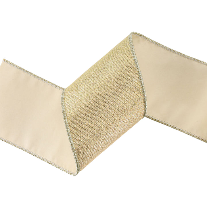 4" Wired Iridescent Ribbon | Gold Metallic Double-Fused Taffeta Backing | 10 Yard Roll