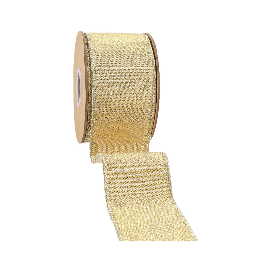 2 1/2" Wired Iridescent Ribbon | Gold Metallic Double-Fused Taffeta Backing | 10 Yard Roll