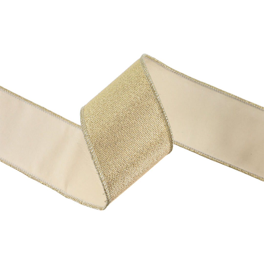 2 1/2" Wired Iridescent Ribbon | Gold Metallic Double-Fused Taffeta Backing | 10 Yard Roll