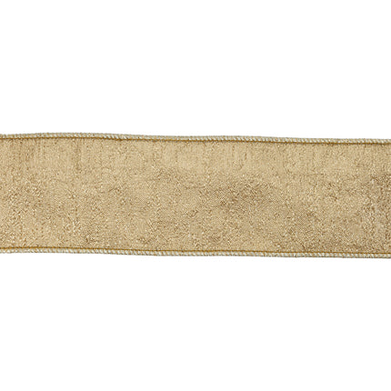 Gold wired ribbon, delicate stitched edges, textured fabric, elegant craftsmanship.