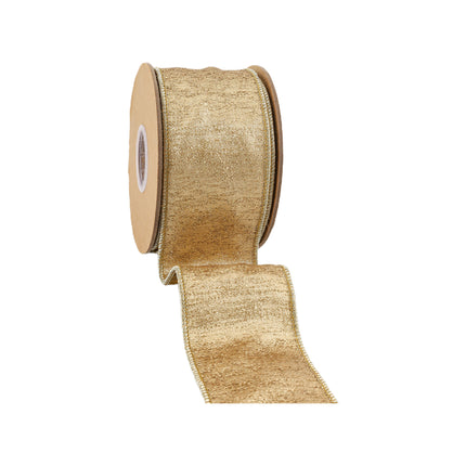 2 1/2" Wired Ribbon, gold textured material, spooled with premium craft.
