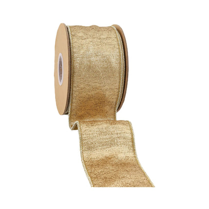  Side View Golden Ribbon Spool, Flowing Textured Ribbon with Delicate Stitching