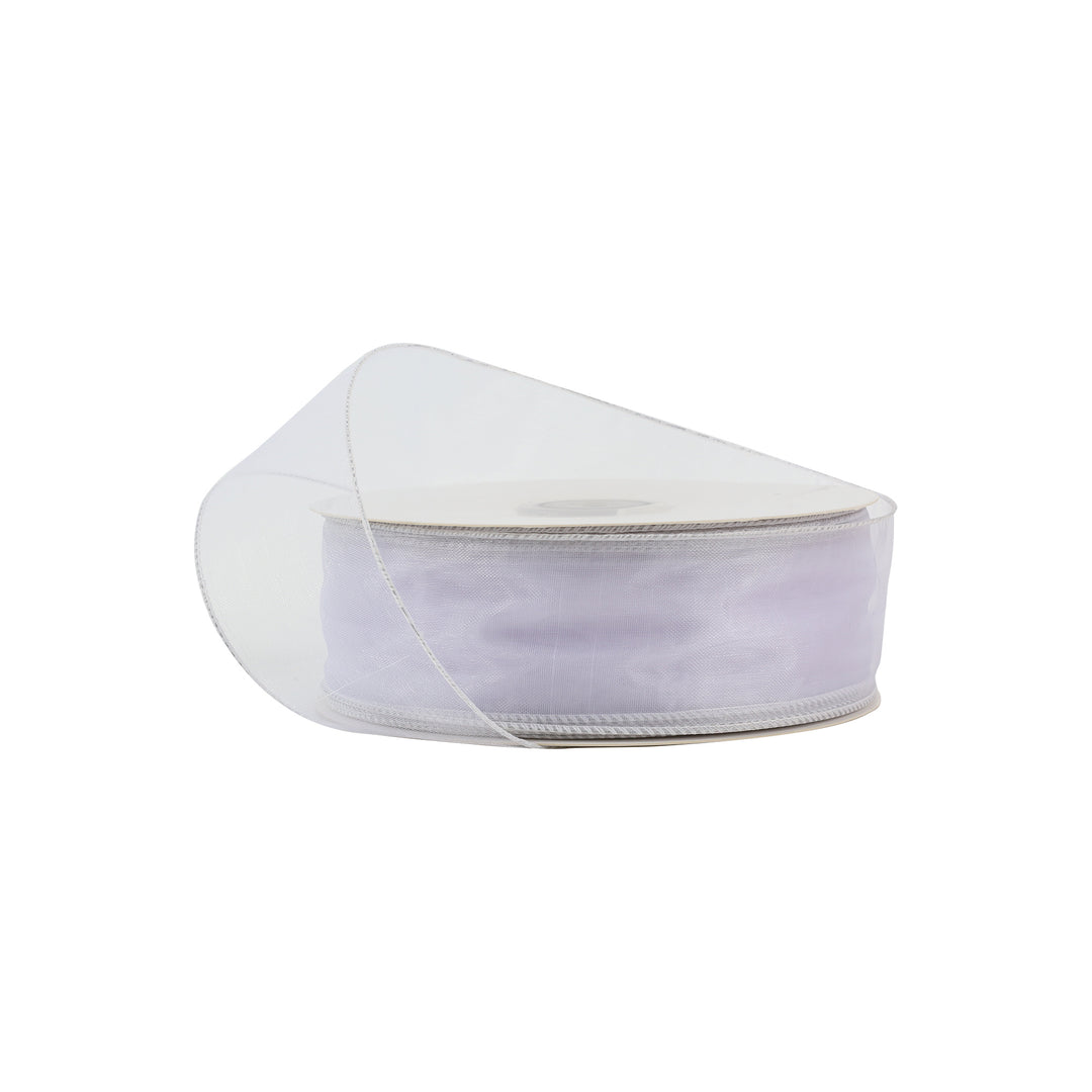 1 1/2" Wired Sheer Ribbon | White | 50 Yard Roll