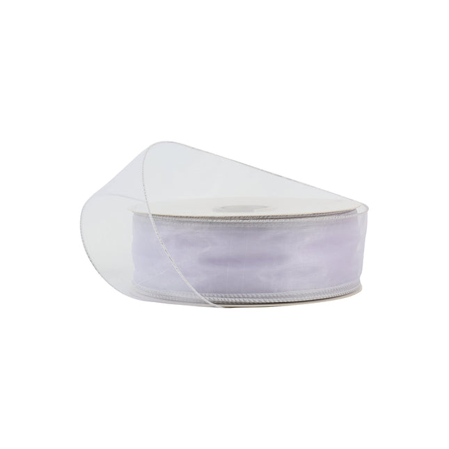 1 1/2" Wired Sheer Ribbon | White | 50 Yard Roll LaRibbons and Crafts