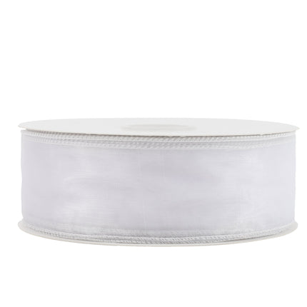 1 1/2" Wired Sheer Ribbon | White | 50 Yard Roll LaRibbons and Crafts