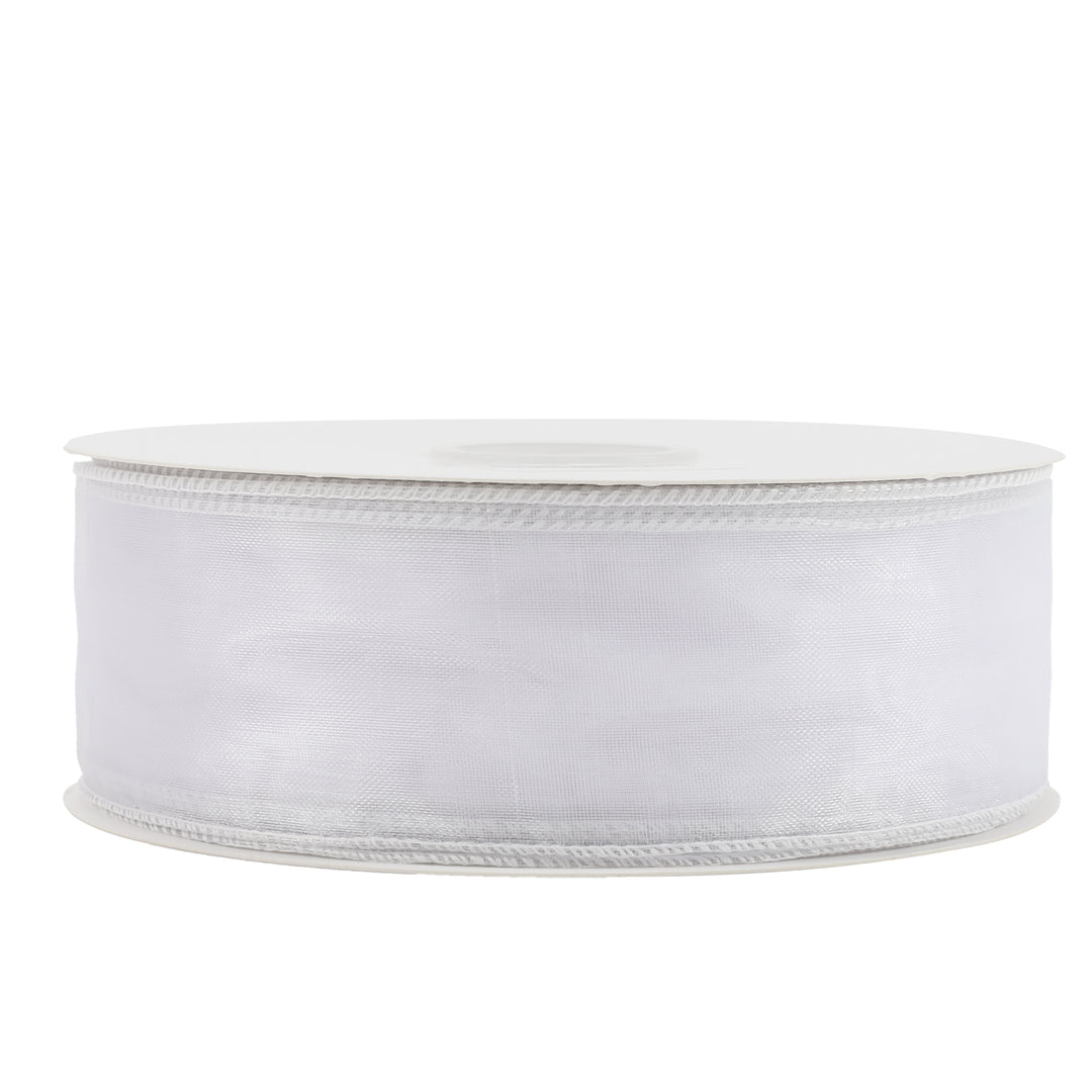 1 1/2" Wired Sheer Ribbon | White | 50 Yard Roll