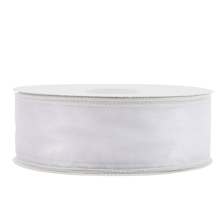 1 1/2" Wired Sheer Ribbon | White | 50 Yard Roll