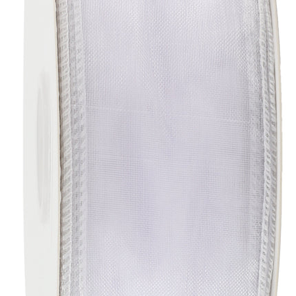 1 1/2" Wired Sheer Ribbon | White | 50 Yard Roll LaRibbons and Crafts