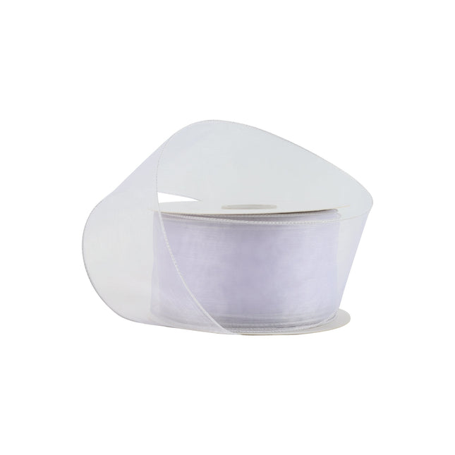 2 1/2" Wired Sheer Ribbon | White | 50 Yard Roll LaRibbons and Crafts