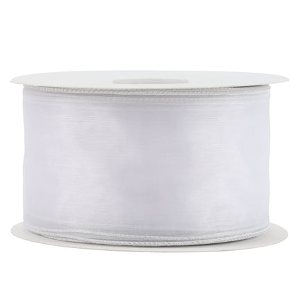 2 1/2" Wired Sheer Ribbon | White | 50 Yard Roll LaRibbons and Crafts