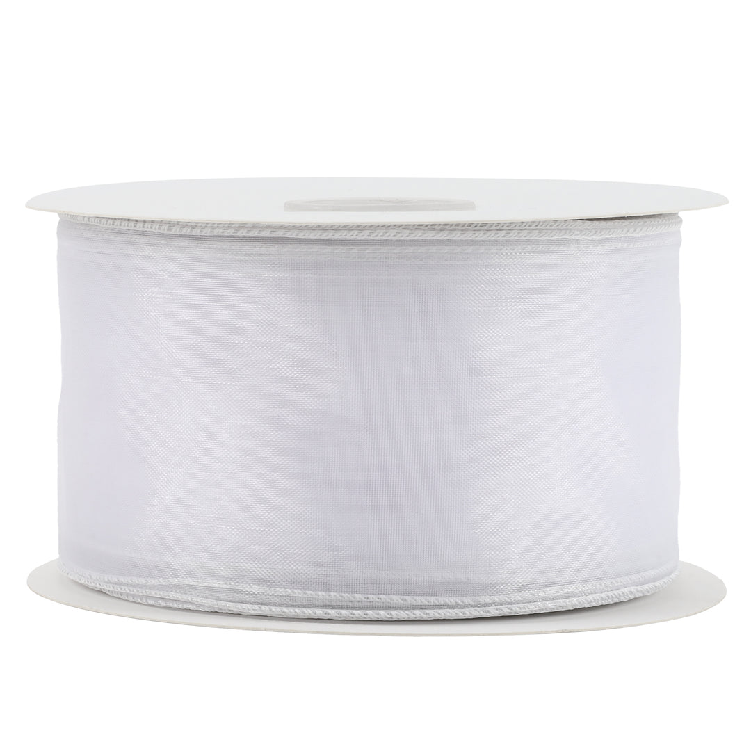 2 1/2" Wired Sheer Ribbon | White | 50 Yard Roll