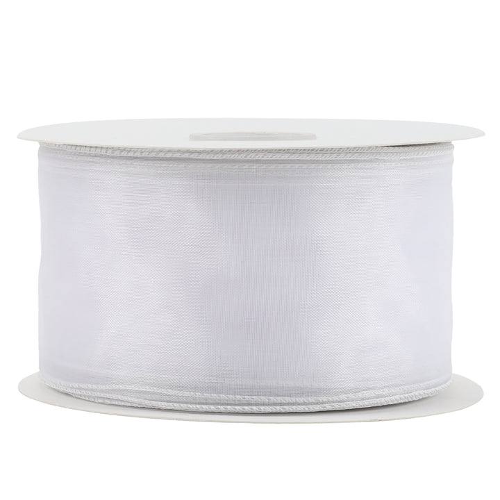 2 1/2" Wired Sheer Ribbon | White | 50 Yard Roll