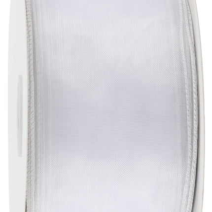 2 1/2" Wired Sheer Ribbon | White | 50 Yard Roll LaRibbons and Crafts