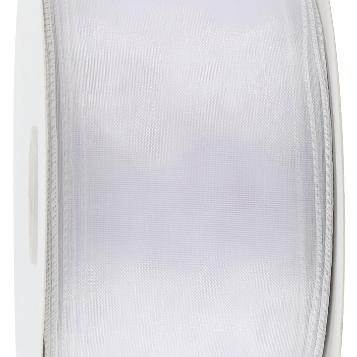 2 1/2" Wired Sheer Ribbon | White | 50 Yard Roll