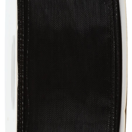 1 1/2" Wired Sheer Ribbon | Black | 50 Yard Roll LaRibbons and Crafts