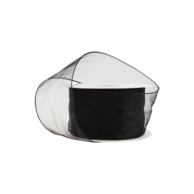 2 1/2" Wired Sheer Ribbon | Black | 50 Yard Roll LaRibbons and Crafts