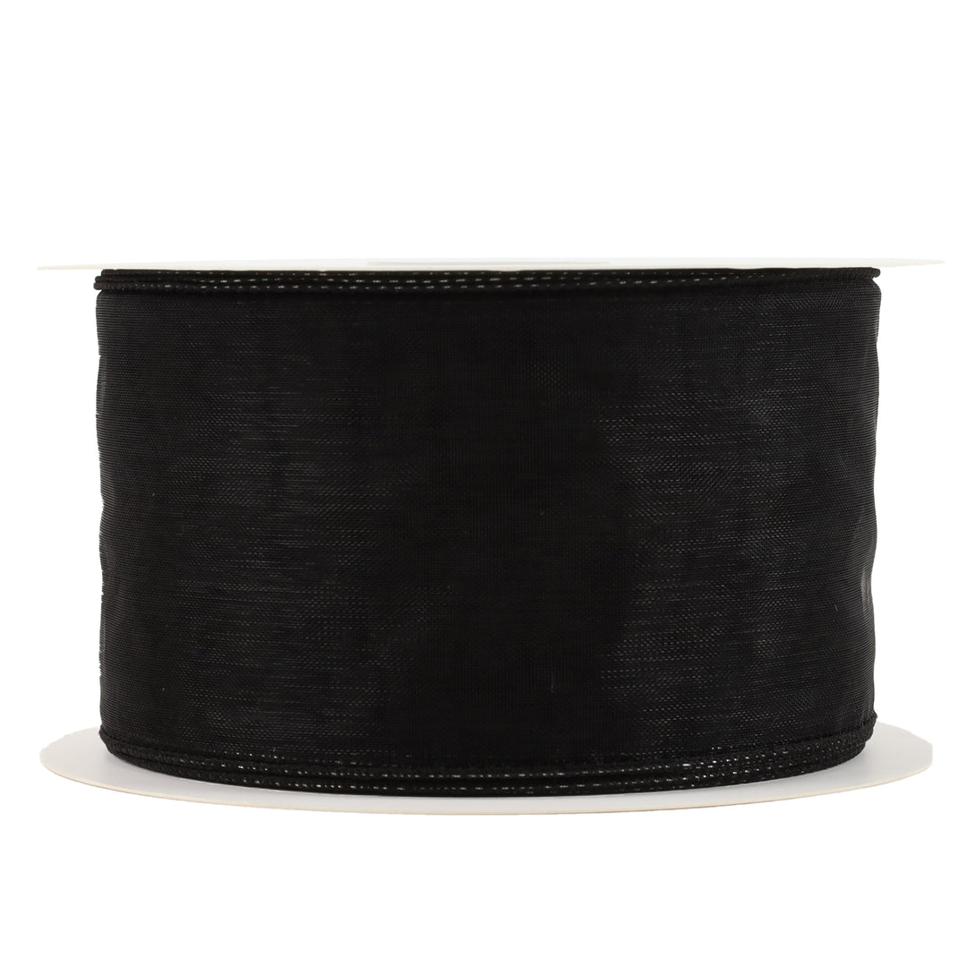 2 1/2" Wired Sheer Ribbon | Black | 50 Yard Roll