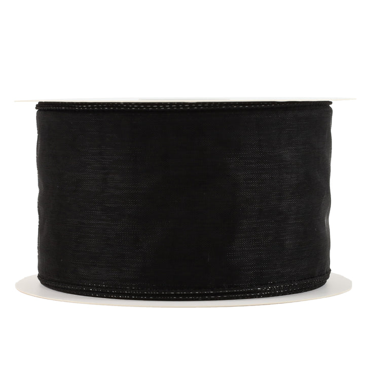 2 1/2" Wired Sheer Ribbon | Black | 50 Yard Roll