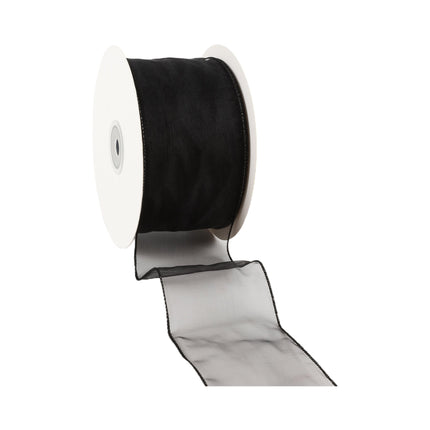 2 1/2" Wired Sheer Ribbon | Black | 50 Yard Roll LaRibbons and Crafts