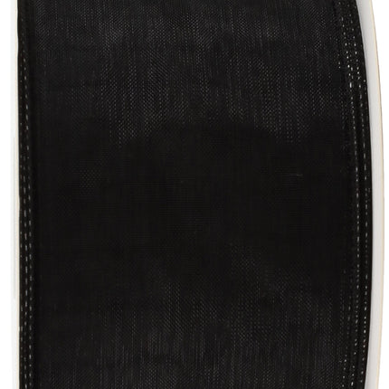 2 1/2" Wired Sheer Ribbon | Black | 50 Yard Roll LaRibbons and Crafts