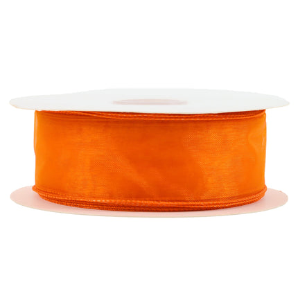 1 1/2" Wired Sheer Ribbon | Orange | 50 Yard Roll LaRibbons and Crafts