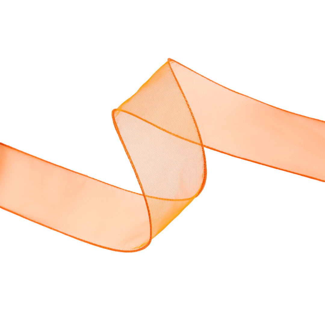 1 1/2" Wired Sheer Ribbon | Orange | 50 Yard Roll