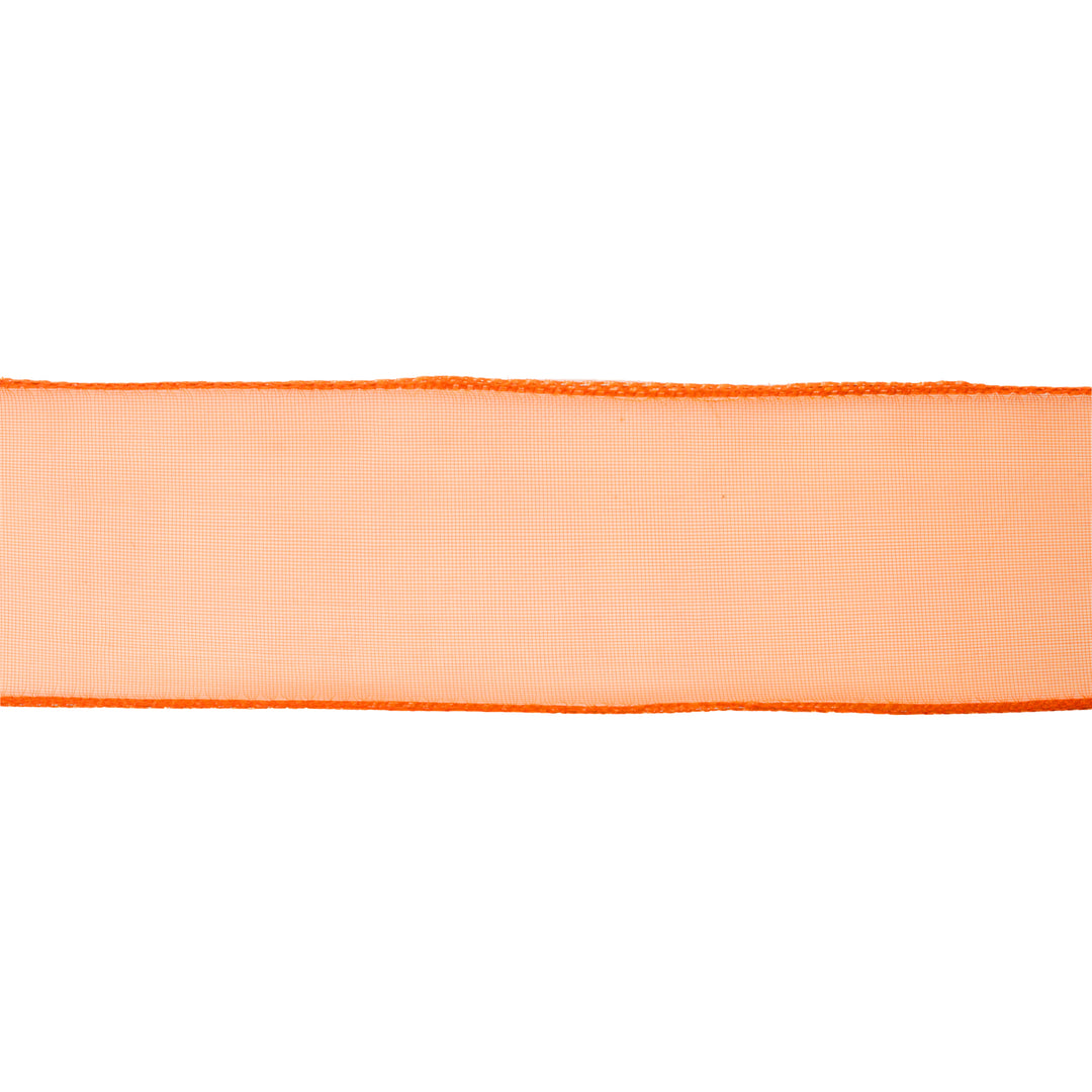 1 1/2" Wired Sheer Ribbon | Orange | 50 Yard Roll