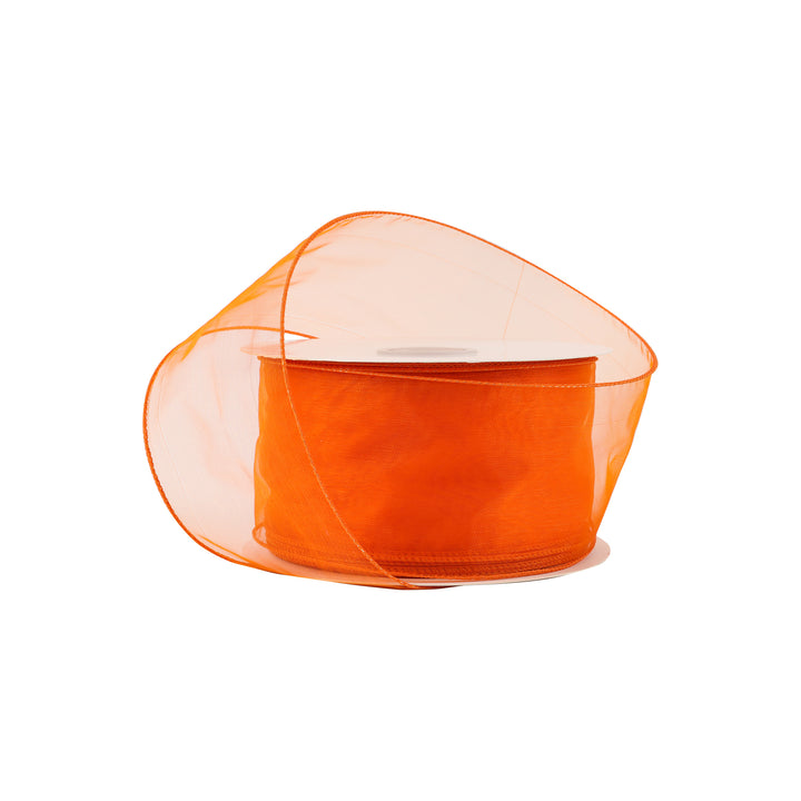 2 1/2" Wired Sheer Ribbon | Orange | 50 Yard Roll