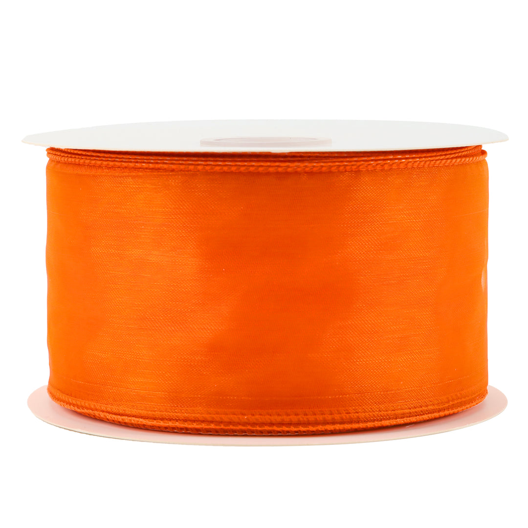 2 1/2" Wired Sheer Ribbon | Orange | 50 Yard Roll