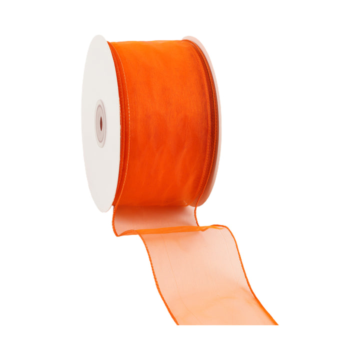 2 1/2" Wired Sheer Ribbon | Orange | 50 Yard Roll