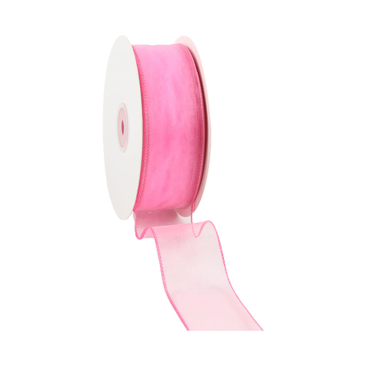 1 1/2" Wired Sheer Ribbon | Hot Pink | 50 Yard Roll