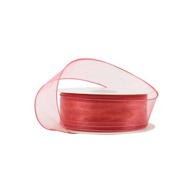 1 1/2" Wired Sheer Ribbon | Rose | 50 Yard Roll LaRibbons and Crafts