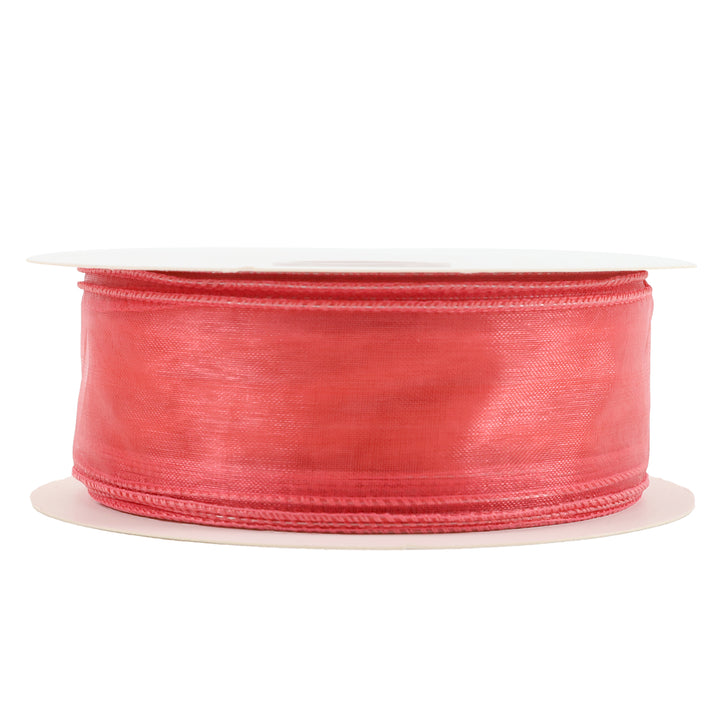 1 1/2" Wired Sheer Ribbon | Rose | 50 Yard Roll