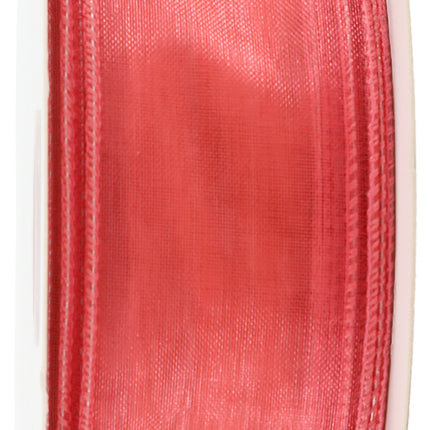 1 1/2" Wired Sheer Ribbon | Rose | 50 Yard Roll LaRibbons and Crafts