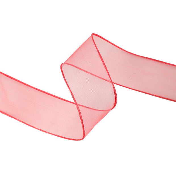1 1/2" Wired Sheer Ribbon | Rose | 50 Yard Roll